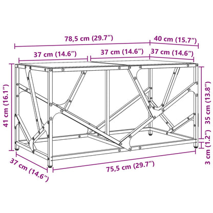 Couchtisch mit Glasplatte Transparent 78,5x40x41 cm Stahl