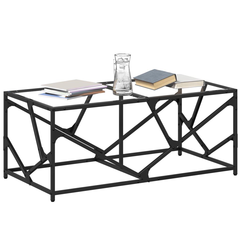 Couchtisch mit Glasplatte Transparent 98,5x50x41 cm Stahl