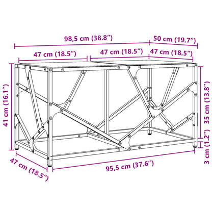 Couchtisch mit Glasplatte Transparent 98,5x50x41 cm Stahl