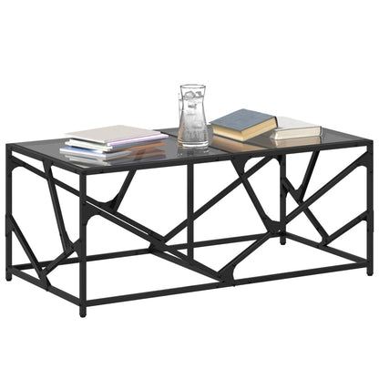 Couchtisch mit Glasplatte Schwarz 98,5x50x41 cm Stahl