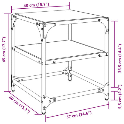 Couchtisch mit Glasplatte Transparent 40x40x45 cm Stahl