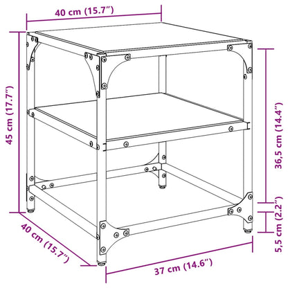 Couchtische mit Glasplatten 2 Stk. Transparent 40x40x45cm Stahl