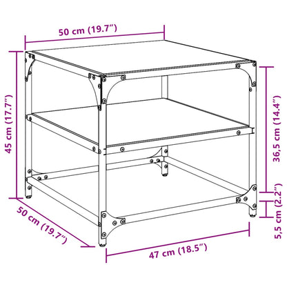 Couchtisch mit Glasplatte Schwarz 50x50x45 cm Stahl