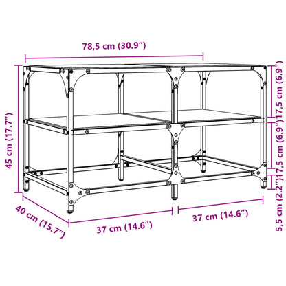 Couchtisch mit Glasplatte Transparent 78,5x40x45 cm Stahl