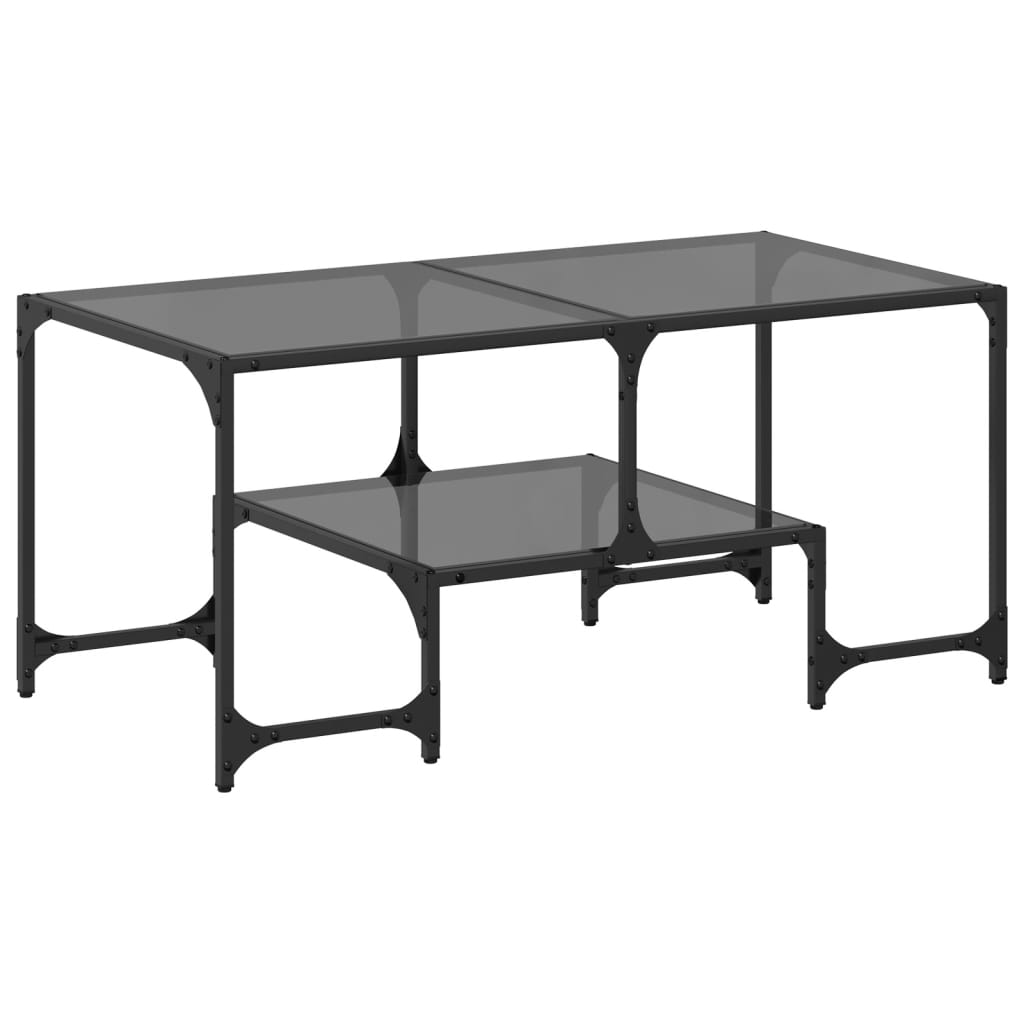 Couchtisch mit Glasplatte Schwarz 98,5x50x45 cm Stahl