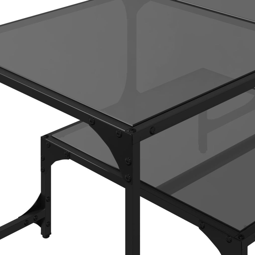 Couchtisch mit Glasplatte Schwarz 98,5x50x45 cm Stahl