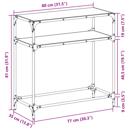 Konsolentisch mit Glasplatte Transparent 80x35x81 cm Stahl