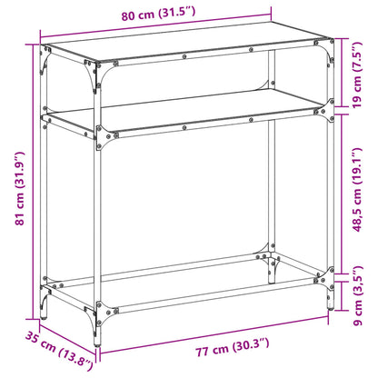 Konsolentisch mit Glasplatte Schwarz 80x35x81 cm Stahl