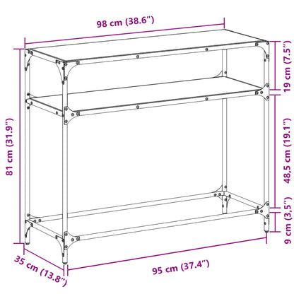 Konsolentisch mit Glasplatte Schwarz 98x35x81 cm Stahl