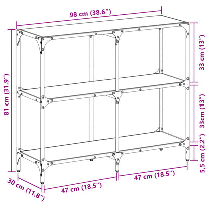 Konsolentisch mit Glasplatte Schwarz 98x30x81 cm Stahl