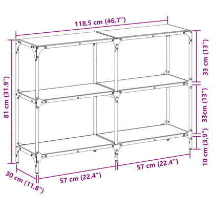 Konsolentisch mit Glasplatte Transparent 118,5x30x81 cm Stahl