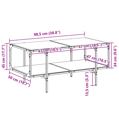 Couchtisch mit Glasplatte Transparent 98,5x50x45 cm Stahl