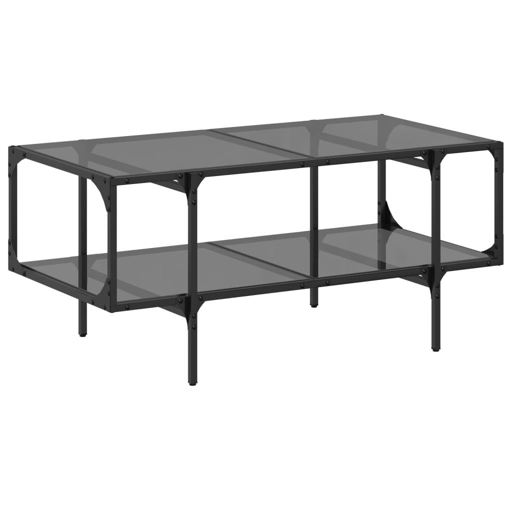 Couchtisch mit Glasplatte Schwarz 98,5x50x45 cm Stahl