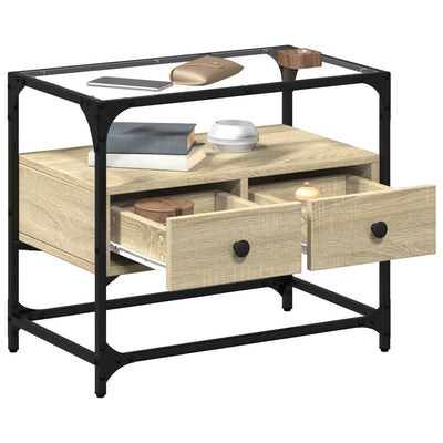 TV-Schrank mit Glasplatte Sonoma-Eiche 60x35x51cm Holzwerkstoff