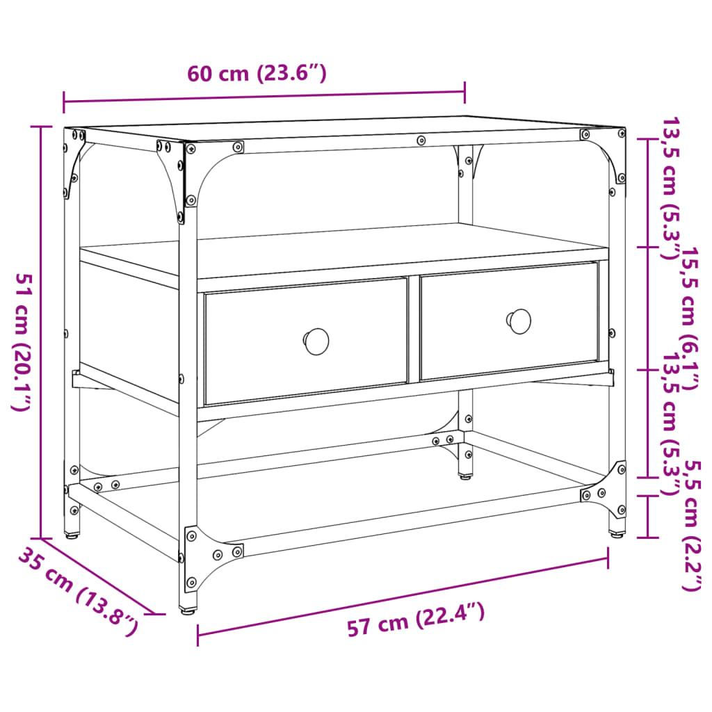 TV-Schrank mit Glasplatte Sonoma-Eiche 60x35x51cm Holzwerkstoff