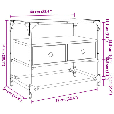 TV-Schrank mit Glasplatte Sonoma-Eiche 60x35x51cm Holzwerkstoff