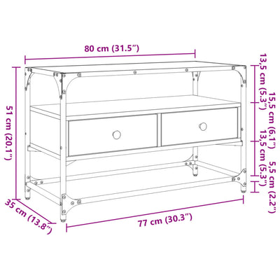 TV-Schrank mit Glasplatte Sonoma-Eiche 80x35x51cm Holzwerkstoff