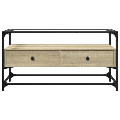 TV-Schrank mit Glasplatte Sonoma-Eiche 98x35x51cm Holzwerkstoff