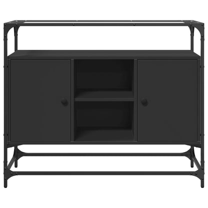 Sideboard mit Glasplatte Schwarz 98x35x81 cm Holzwerkstoff