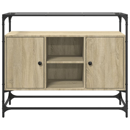 Sideboard mit Glasplatte Sonoma-Eiche 98x35x81 cm Holzwerkstoff