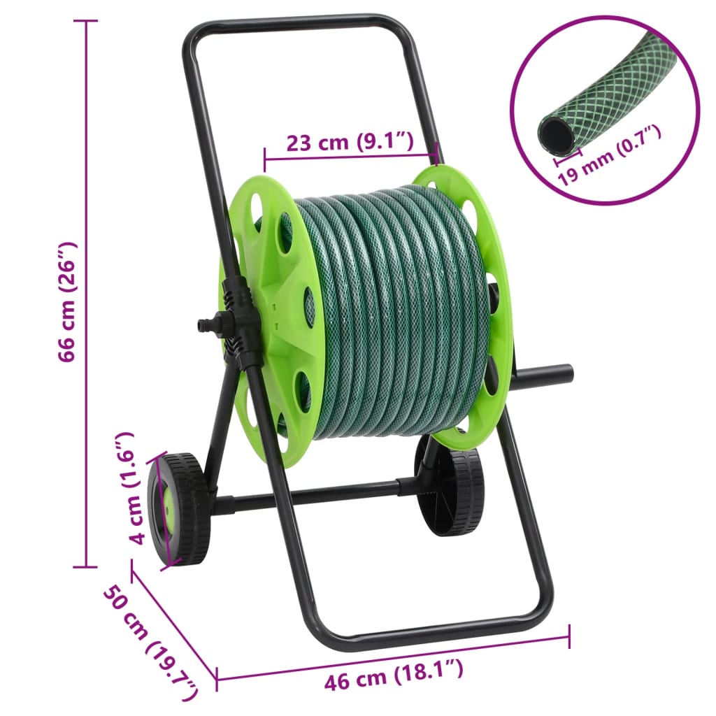 Schlauchwagen mit Schlauchanschluss-Set 0,75" 30 m PVC Grün