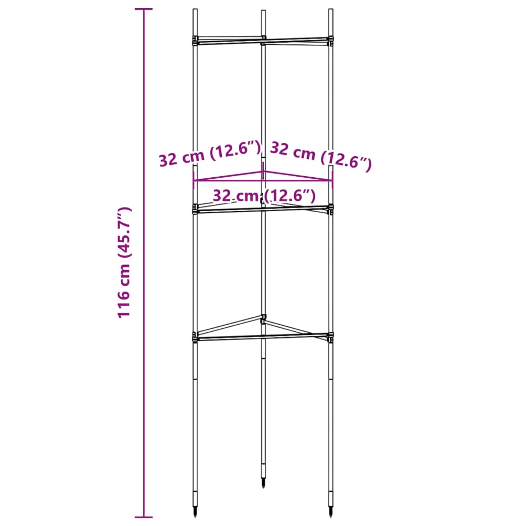 Tomatenkäfige 4 Stk. 116 cm Stahl und PP