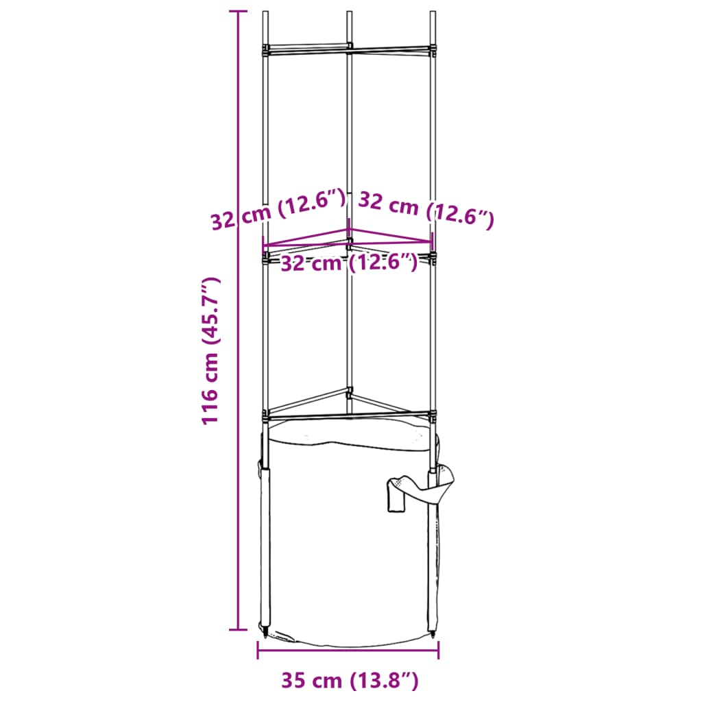 Tomatenkäfige mit Pflanzsäcken 6 Stk. 116 cm Stahl und PP