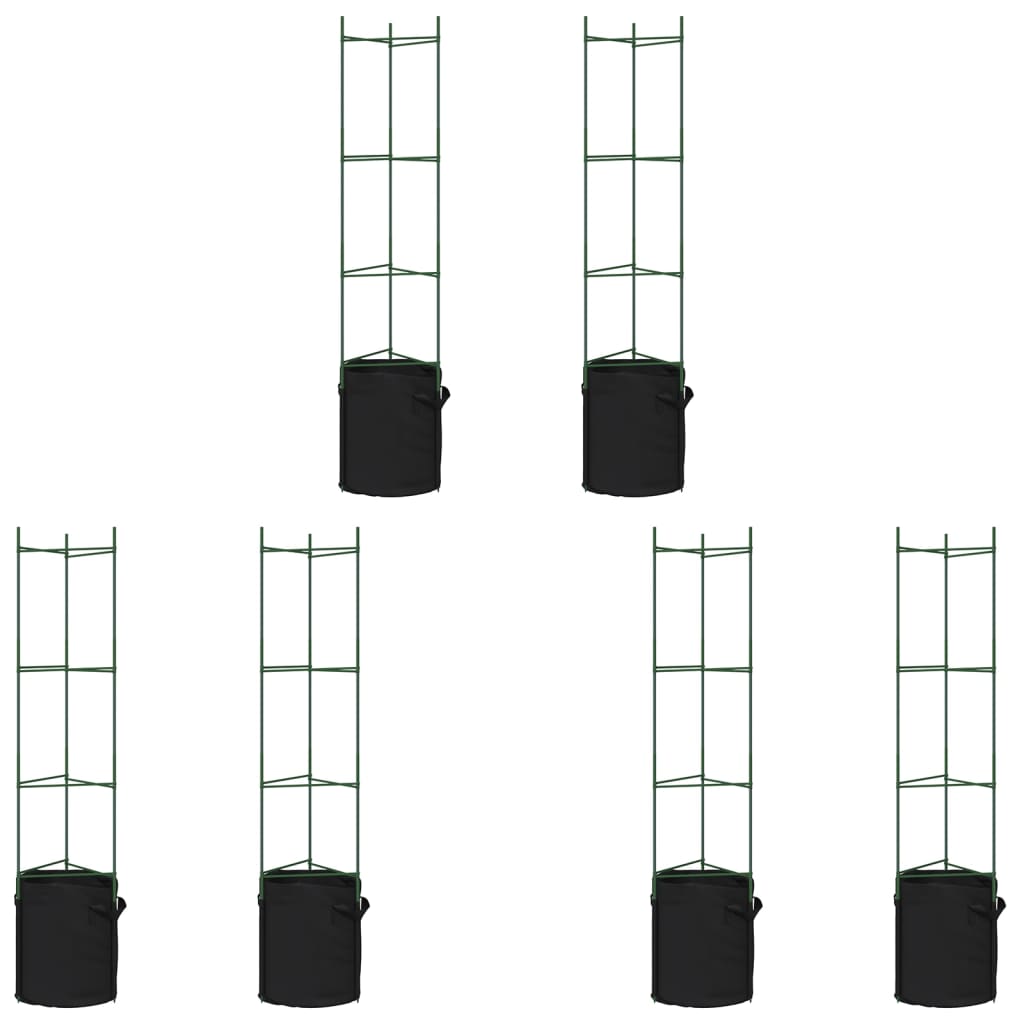 Tomatenkäfige mit Pflanzsäcken 6 Stk. 154 cm Stahl und PP