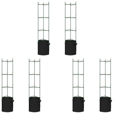 Tomatenkäfige mit Pflanzsäcken 6 Stk. 154 cm Stahl und PP