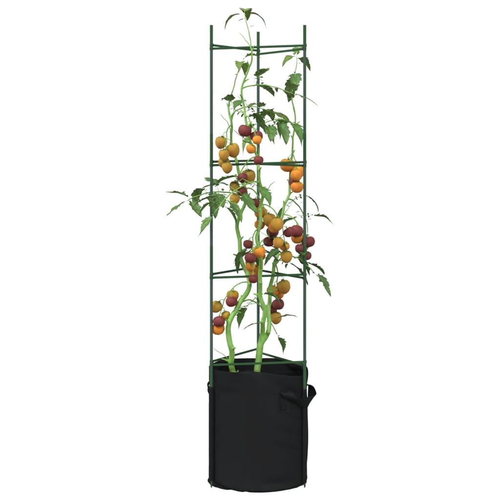 Tomatenkäfige mit Pflanzsäcken 6 Stk. 154 cm Stahl und PP