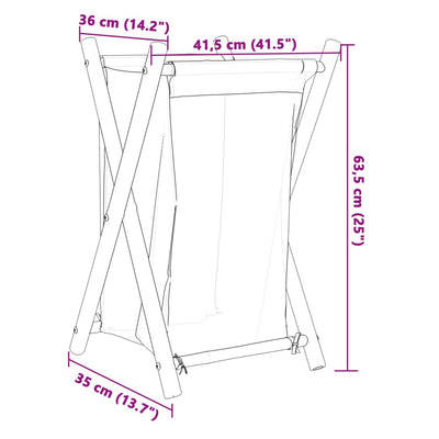 Wäschekorb Cremeweiß 41,5x36x63,5 cm Bambus