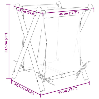 Wäschekorb Cremeweiß 45x55x63,5 cm Bambus