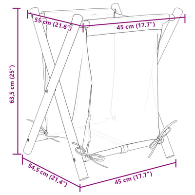 Wäschekorb Cremeweiß 45x55x63,5 cm Bambus