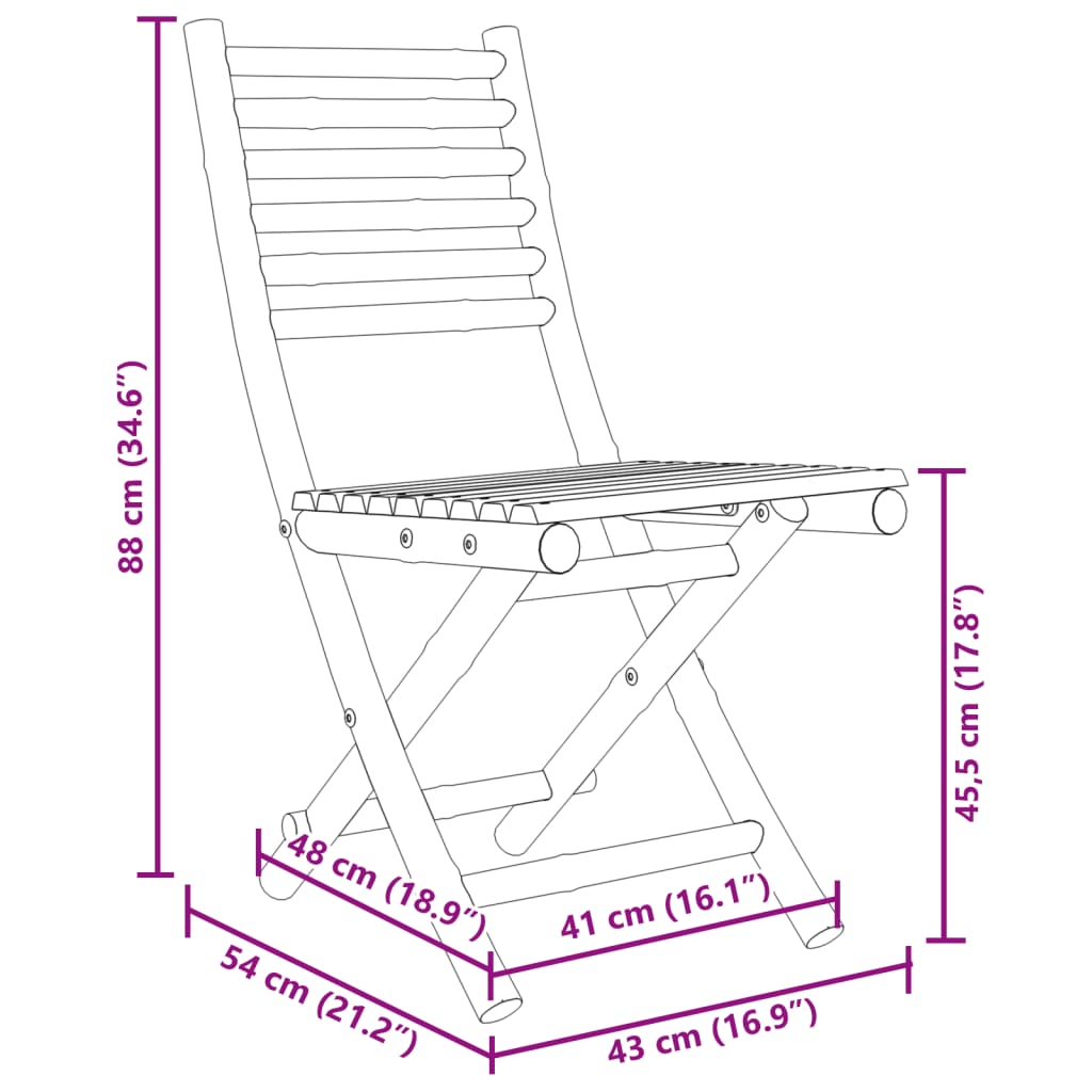 Gartenstühle 2 Stk. Klappbar 43x54x88 cm Bambus