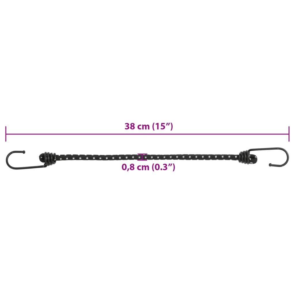 Gummiseile Reflektierend mit Haken 10 Stk. 38 cm