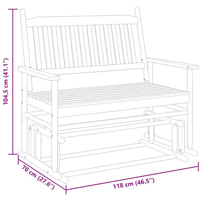 Schaukelbank Braun 118x70x104,5 cm Massivholz Pappel