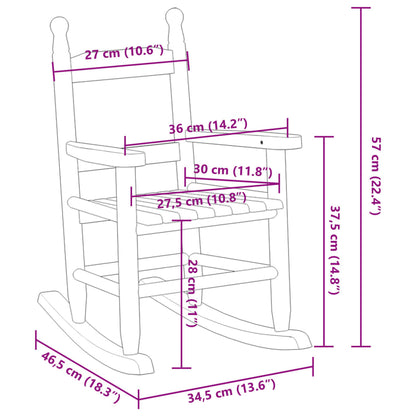 Schaukelstuhl für Kinder Braun Massivholz Pappel