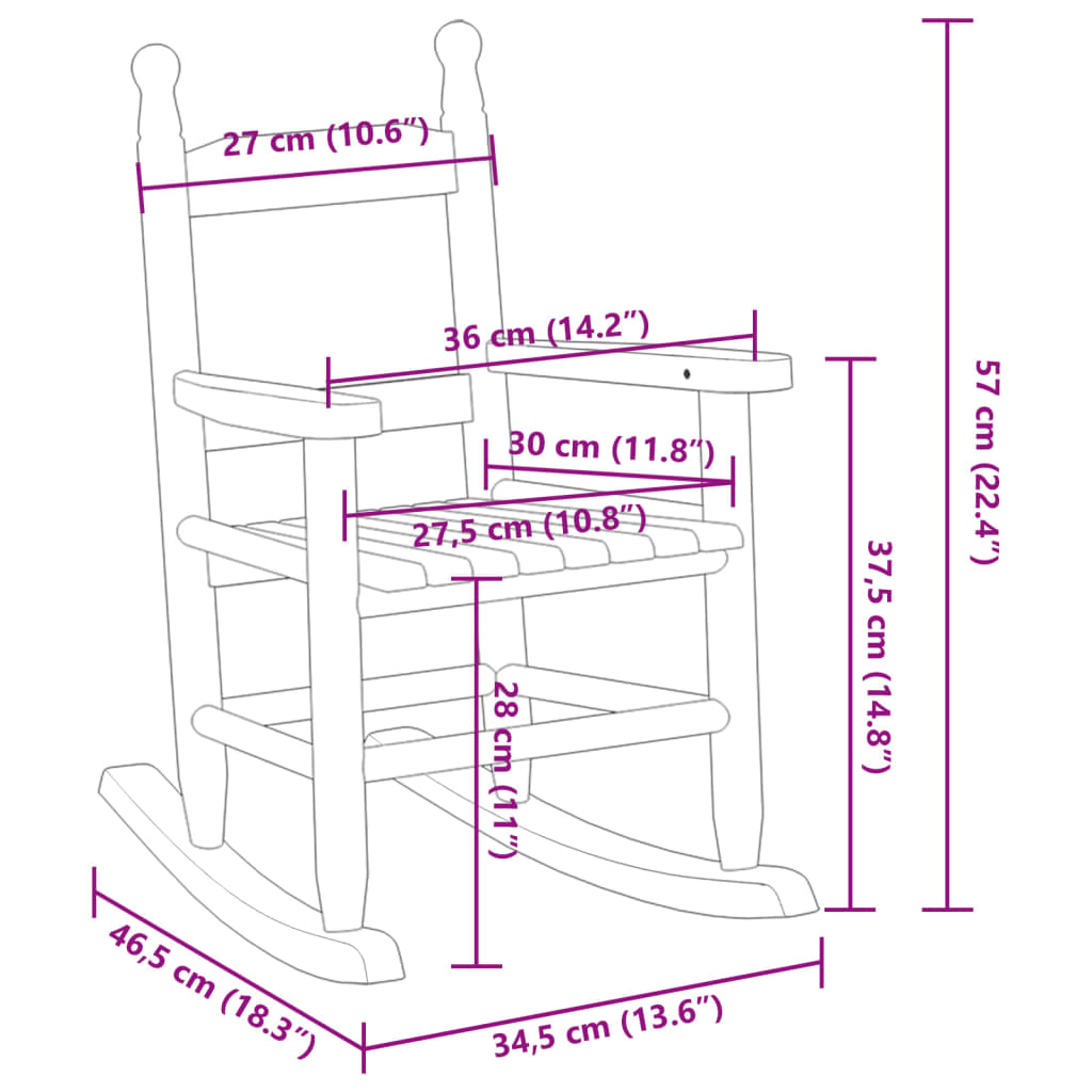 Schaukelstuhl für Kinder Braun Massivholz Pappel