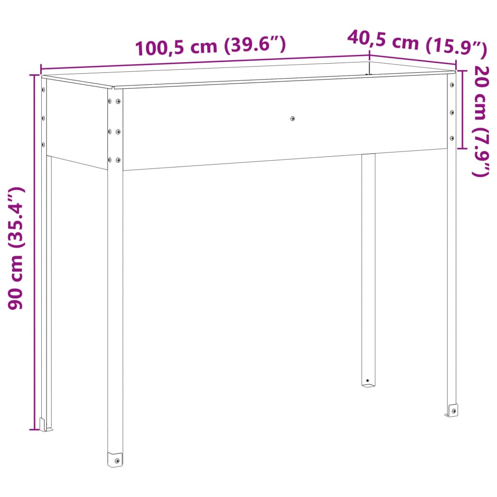 Pflanzkübel 100,5x40,5x90 cm Cortenstahl