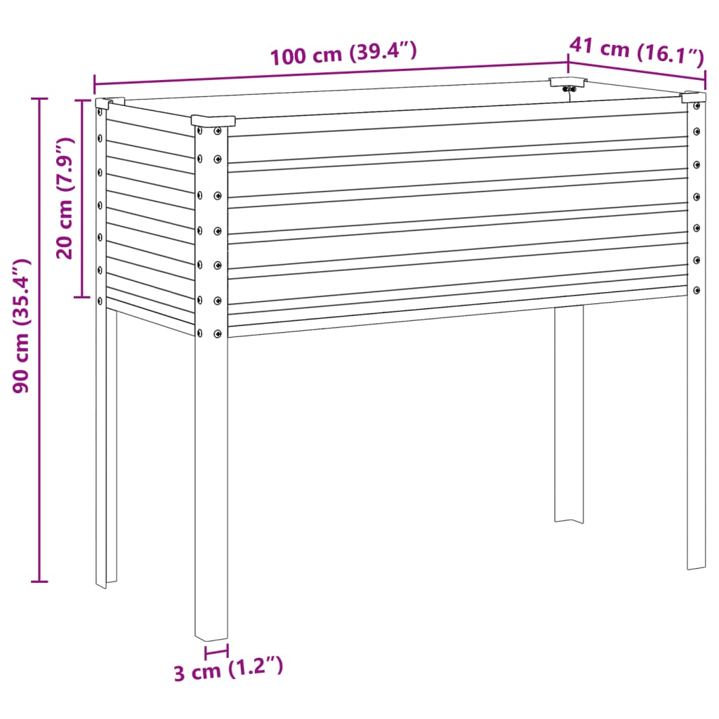 Pflanzkübel Anthrazit 100x41x90 Stahl