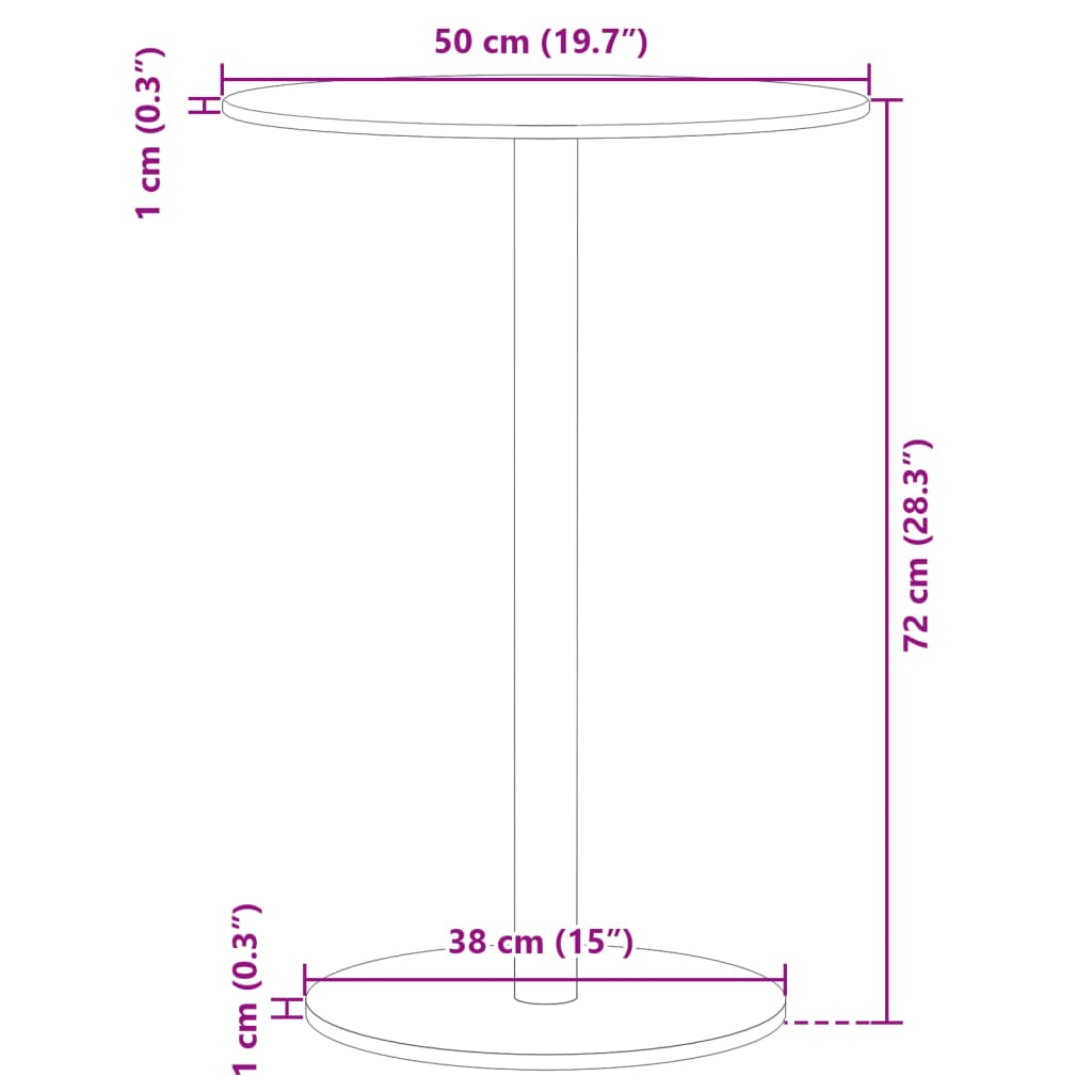 Gartentisch Rund Schwarz Ø50x72 cm Stahl