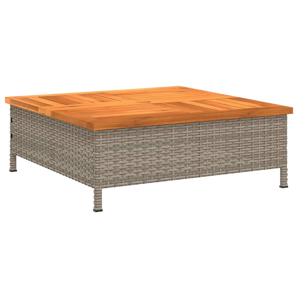 Gartentisch Grau 70x70x25 cm Rattan und Akazienholz