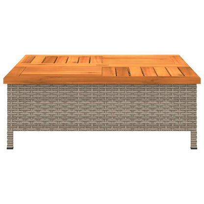 Gartentisch Grau 70x70x25 cm Rattan und Akazienholz