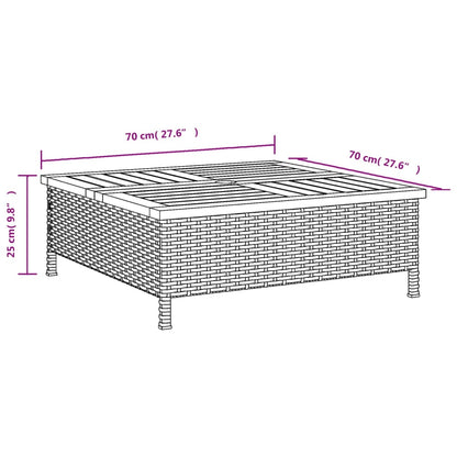 Gartentisch Grau 70x70x25 cm Rattan und Akazienholz