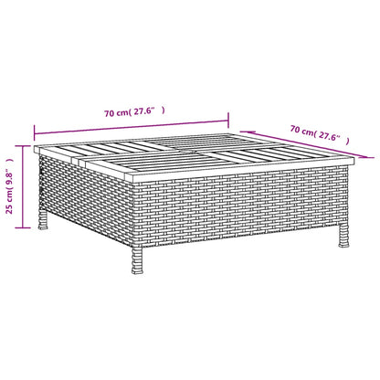 Gartentisch Beige 70x70x25 cm Rattan und Akazienholz