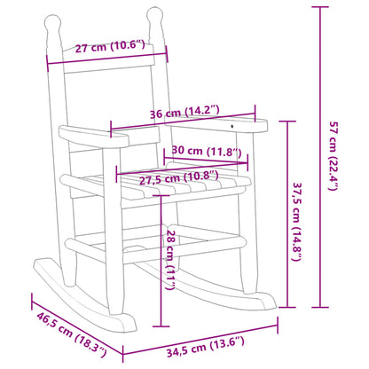 Schaukelstuhl für Kinder 2 Stk. Braun Massivholz Pappel