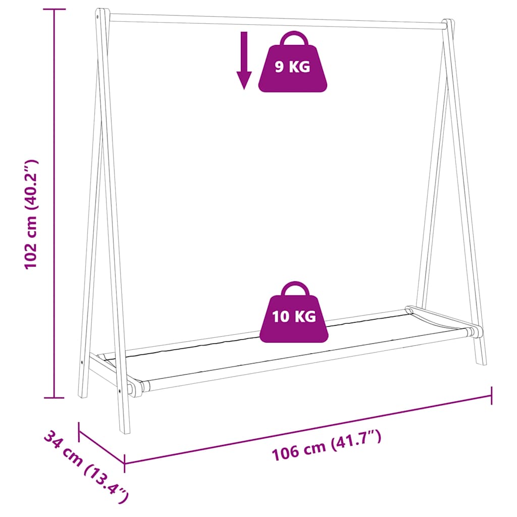 Kleiderständer mit Ablagen 106x34x102 cm Bambus