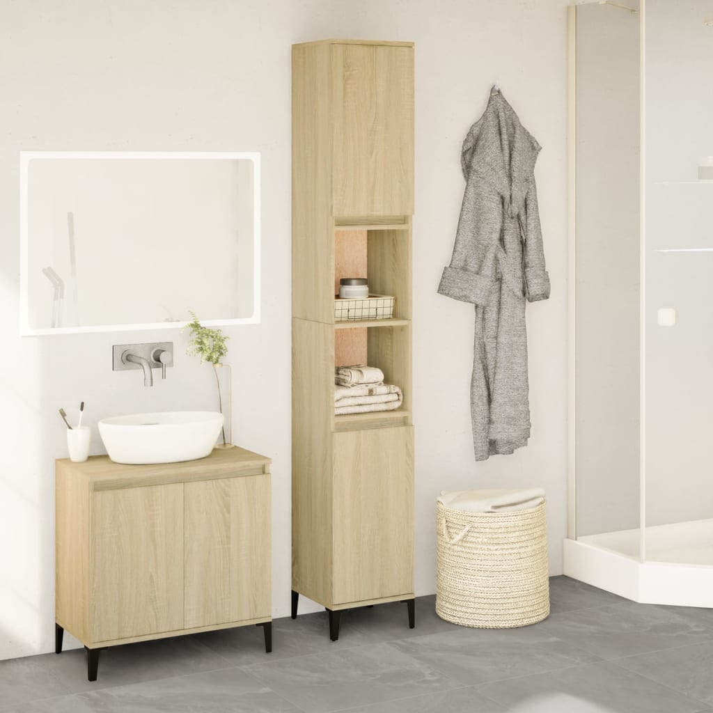 Badschrank Sonoma-Eiche 30x30x190 cm Holzwerkstoff