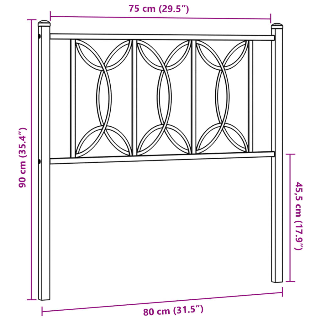 Kopfteil Metall Schwarz 75 cm