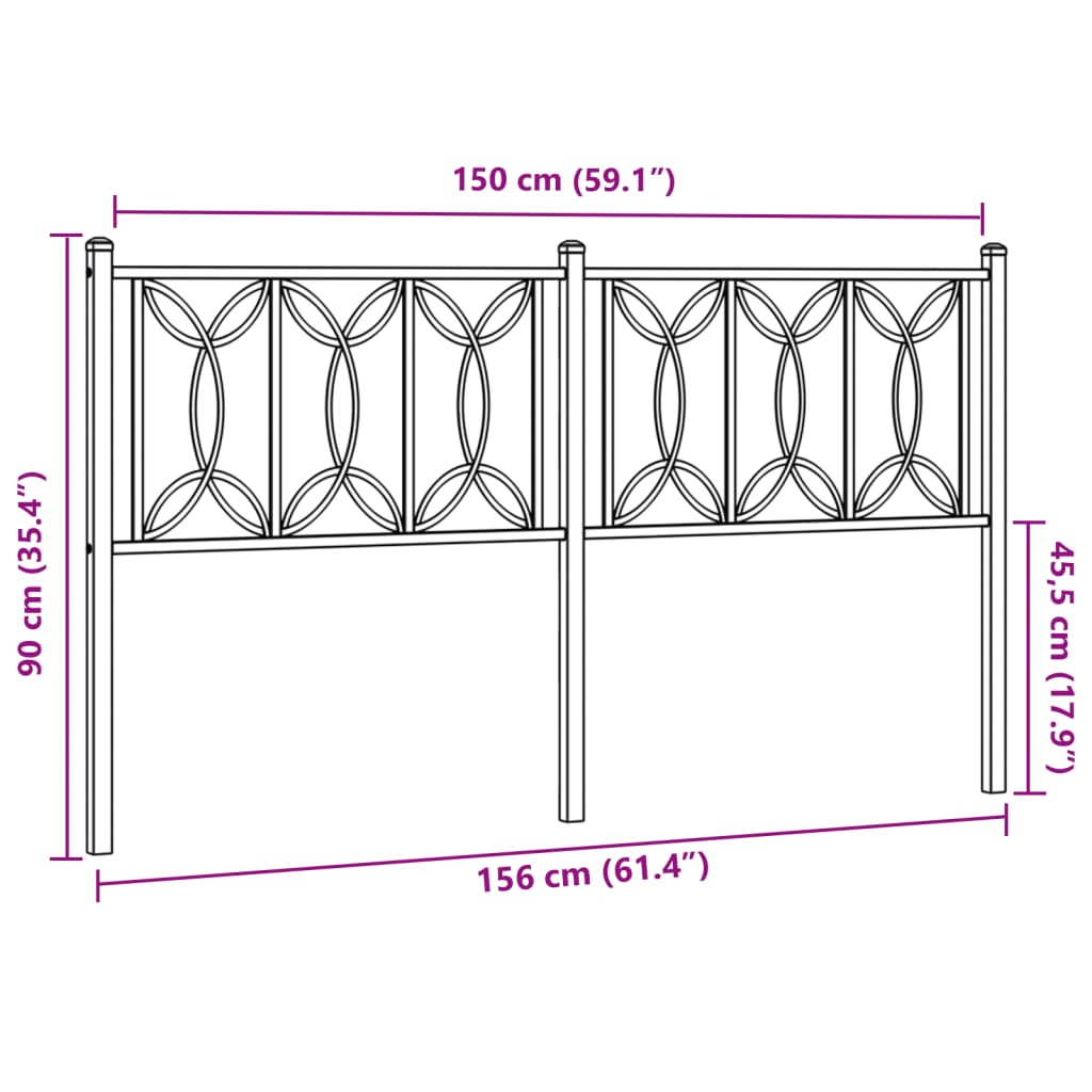 Kopfteil Metall Schwarz 150 cm